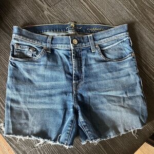 7 For All Mankind Blue Distressed Jean Shorts - women's size 4 or 27/28